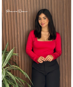 BODY MANGA LARGA ROJO