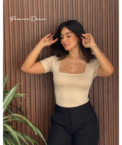 BODY MANGA CORTA BEIGE