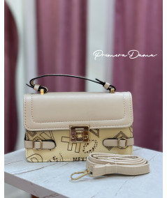 BOLSO CREMA LETRAS MARRONES
