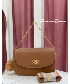 BOLSO CAFE CADENA DORADA MM