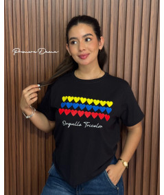 CAMISETA ORGULLO TRICOLOR NEGRA