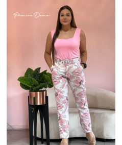 PANTALON KAMALIA FLORES ROSADAS