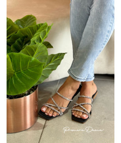 SANDALIAS NEGRO BRILLANTES