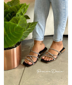 SANDALIAS NEGRO BRILLANTES