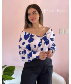 BLUSA POSTANO BLANCO/AZUL