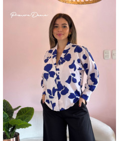 BLUSA POSTANO BLANCO/AZUL