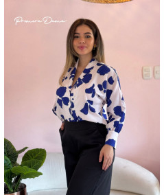 BLUSA POSTANO BLANCO/AZUL