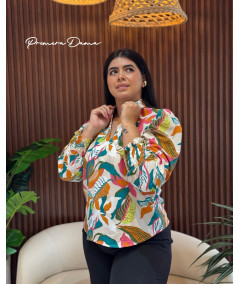 BLUSA RIBE VERDE/NARANJA