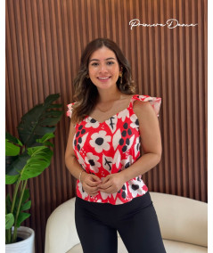 BLUSA NIZA ROJO/BLANCO