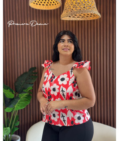 BLUSA NIZA ROJO/BLANCO