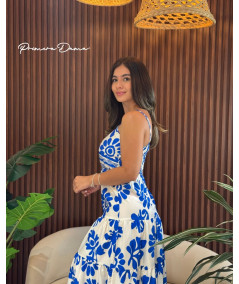 VESTIDO LARGO FLORENCIA AZUL