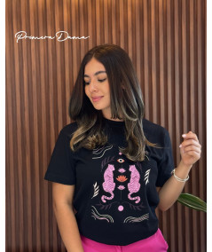 CAMISETA NEGRA TIGRE LILA