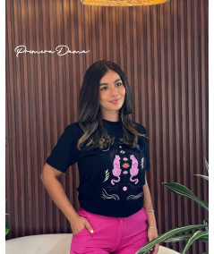 CAMISETA NEGRA TIGRE LILA