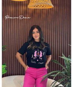 CAMISETA NEGRA TIGRE LILA