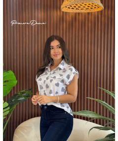 BLUSA DANLI CORAZONES GRISES