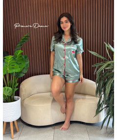 PIJAMA VERDE MENTA / CEREZA