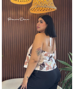 BLUSA AGADIR BEIGE HOJAS