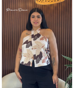 BLUSA AGADIR BEIGE HOJAS