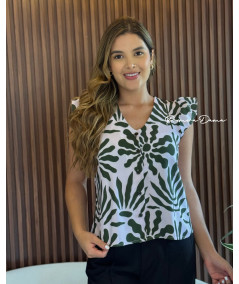 BLUSA PEKIN CREMA HOJAS