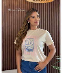CAMISETA BEIGE SARDINA AZUL