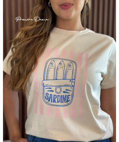 CAMISETA BEIGE SARDINA AZUL