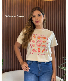 CAMISETA CARACOL BEIGE