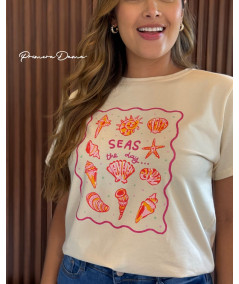 CAMISETA CARACOL BEIGE