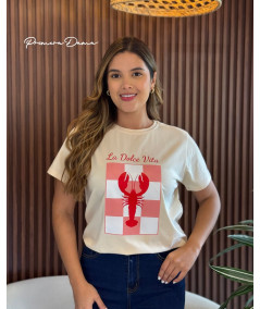 CAMISETA LANGOSTA BEIGE