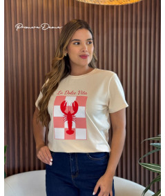 CAMISETA LANGOSTA BEIGE