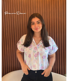 BLUSA ALABAMA CREMA - FLORES LILA