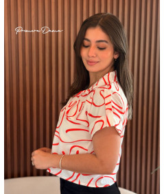 BLUSA ALABAMA BLANCA - LINEAS ROJA