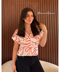 BLUSA ALABAMA BLANCA - LINEAS ROJA