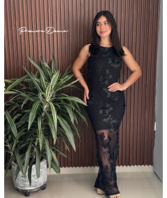 VESTIDO FLORES NEGRAS