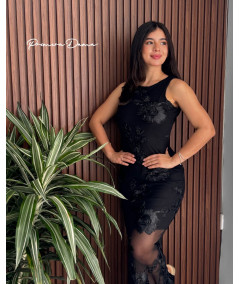 VESTIDO FLORES NEGRAS